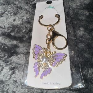 Lavender Butterfly Keychain Bag Charm